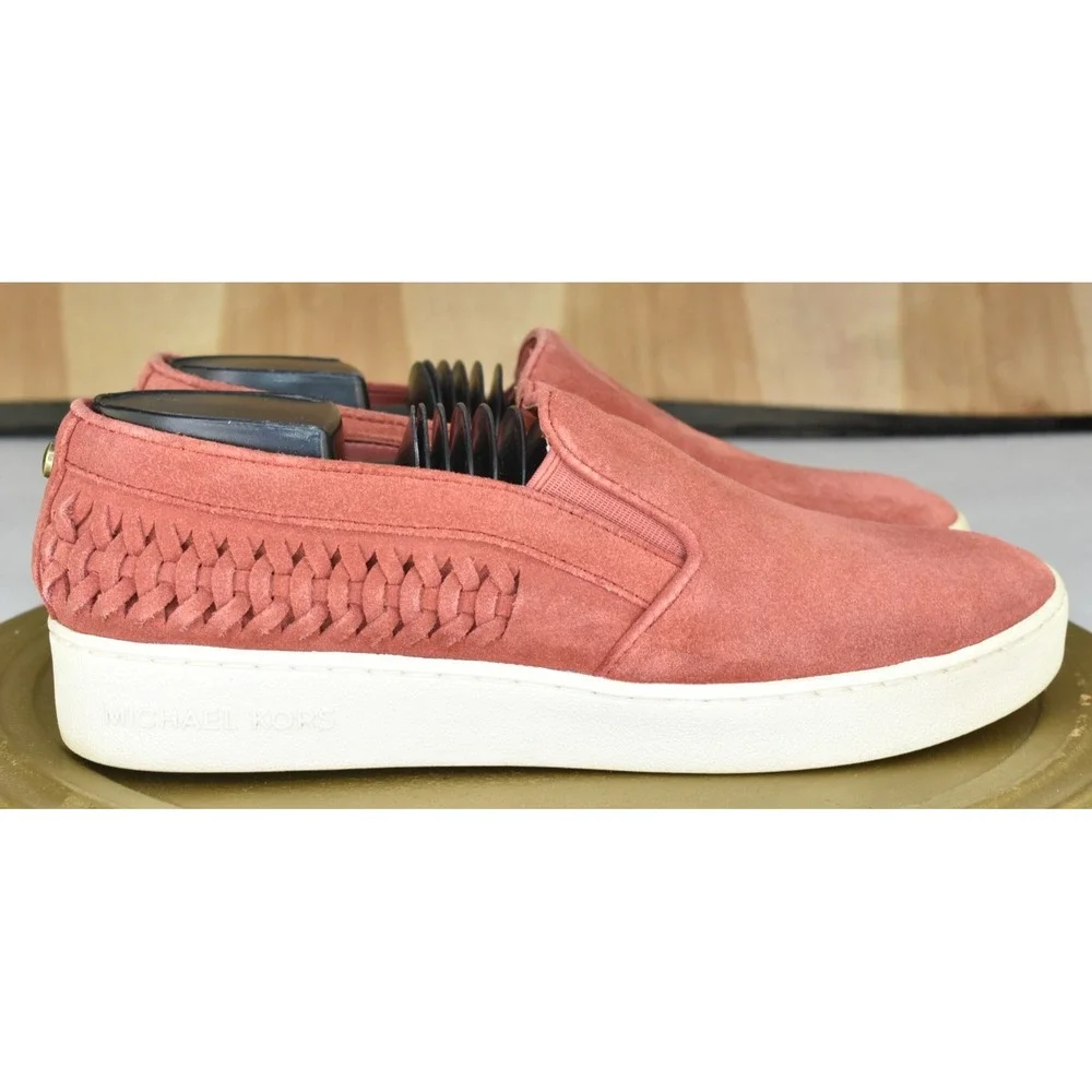 Michael Kors Stevie Women Shoes Size 8.5 Terracotta Suede Slip On Sneaker